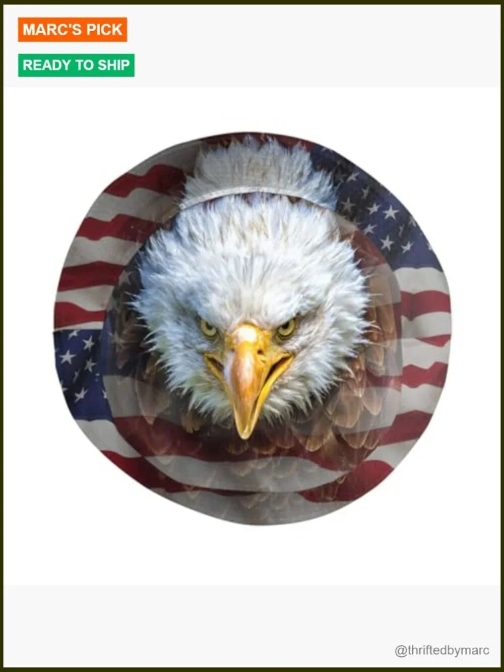Patriotic Bucket Hat with Bald Eagle - Packable Sun Hat
